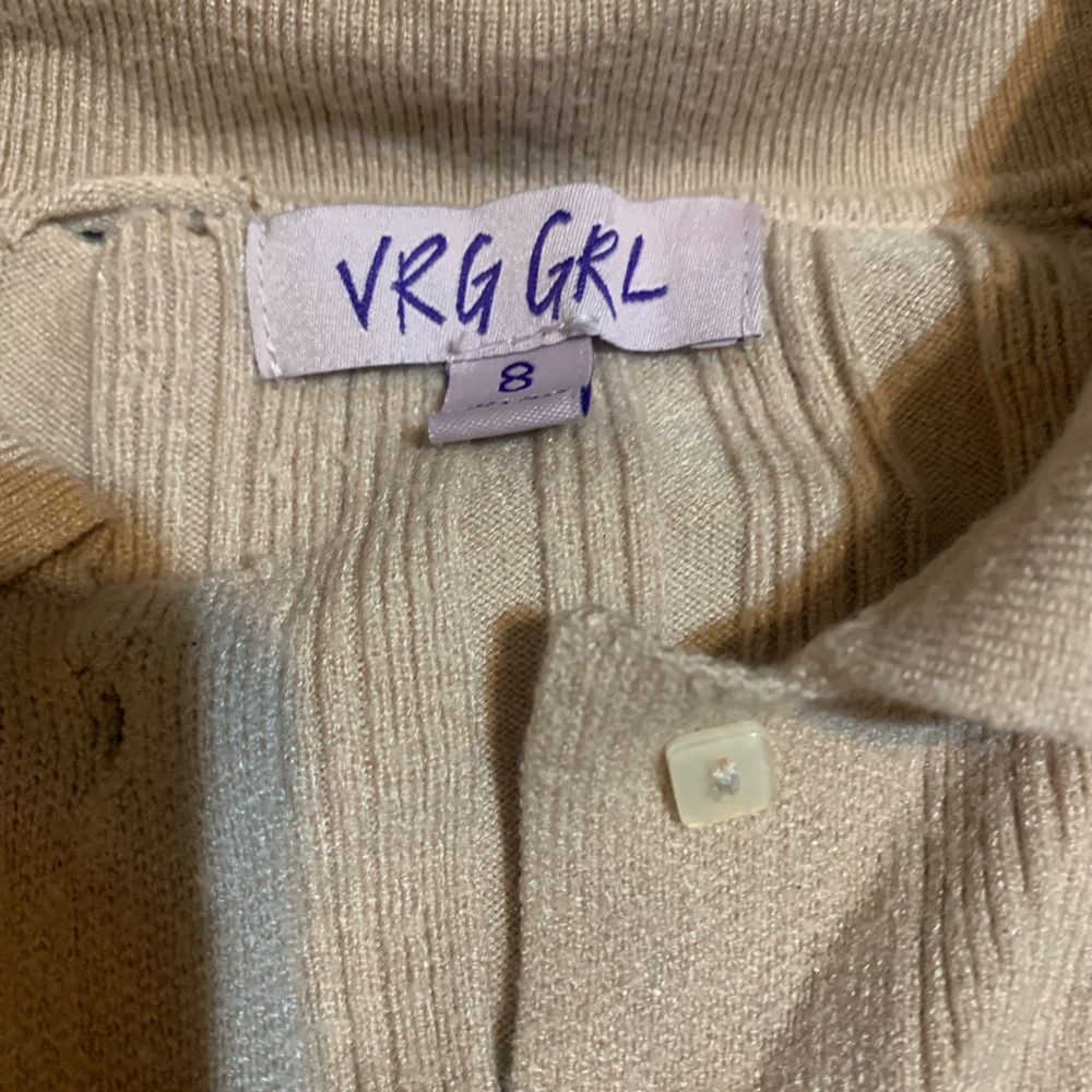 VRG GRL Beige Ribbed Knit Set Size 8 - Picture 2 of 3
